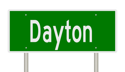 Rendering of a green highway sign for Dayton Ohio
