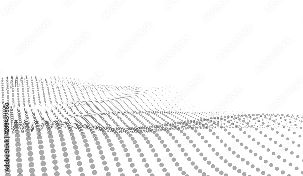 Aufkleber big data. vector abstract futuristic digital landscape with particles dots and stars on horizon. com
