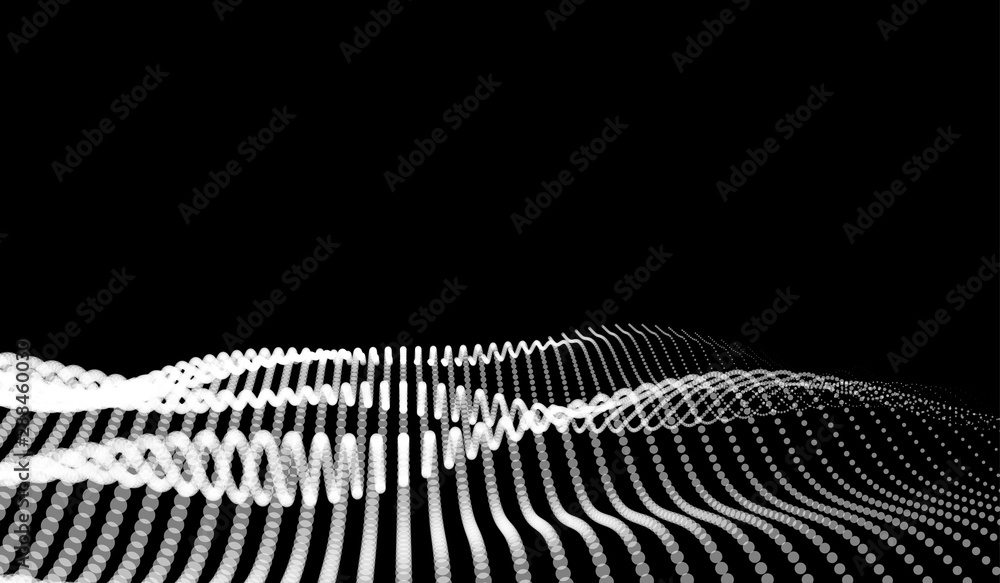 Poster big data. vector abstract futuristic digital landscape with particles dots and stars on horizon. com