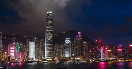 Naklejka premium Hong Kong landmark at night