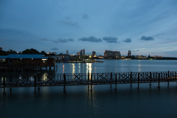 Pattaya  Thailand at night, view from Lan Pho Mueang Pattaya Park to the city.