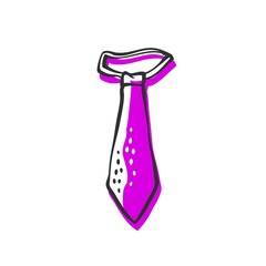 Vector tie classic uniform for school and office. Bright sketch contour doodle illustrations with offset color.