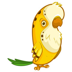 Funny yellow parrot with a small beak