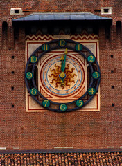 Clock on the Sforza Castle in Milano, Italy
