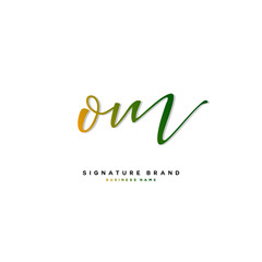 O M OM Initial letter handwriting and  signature logo concept design.