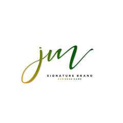 J M JM Initial letter handwriting and  signature logo concept design.