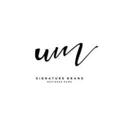 U M UM Initial letter handwriting and  signature logo concept design.
