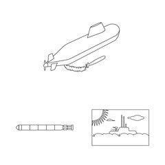 Isolated object of boat and navy logo. Set of boat and deep vector icon for stock.