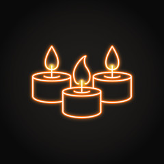 Tealight candles icon in neon line style