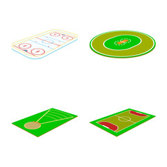 Vector illustration of stadium and grass symbol. Set of stadium and game vector icon for stock.