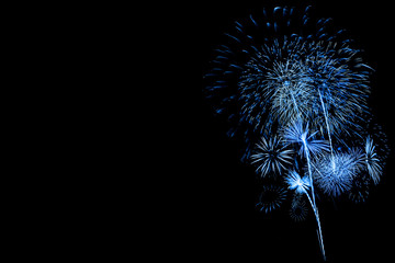 Blue Fireworks in dark background 