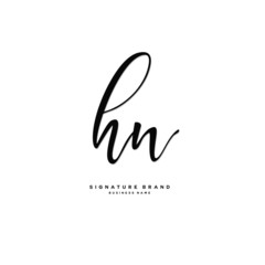 H N HN Initial letter handwriting and  signature logo concept design.
