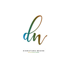 D N DN Initial letter handwriting and  signature logo concept design.