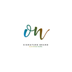 O N ON Initial letter handwriting and  signature logo concept design.