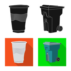 Vector illustration of refuse and junk icon. Set of refuse and waste vector icon for stock.