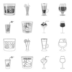 Vector design of liquor and restaurant sign. Set of liquor and ingredient vector icon for stock.