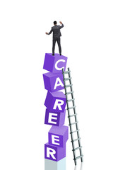 Career concept with businessman on top of blocks