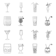 Vector design of liquor and restaurant symbol. Collection of liquor and ingredient stock vector illustration.
