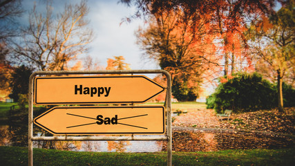 Street Sign to Happy versus Sad