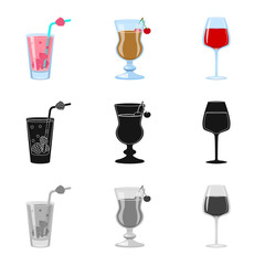 Vector design of liquor and restaurant logo. Collection of liquor and ingredient stock symbol for web.