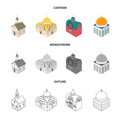 Vector design of temple and historic symbol. Collection of temple and faith stock symbol for web.