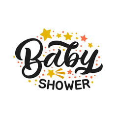 Hand drawn lettering card. The inscription: Baby shower.Perfect design for greeting cards, posters, T-shirts, banners, print invitations. Baby shower.