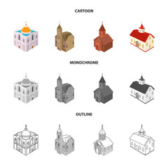 Isolated object of temple and historic symbol. Collection of temple and faith vector icon for stock.