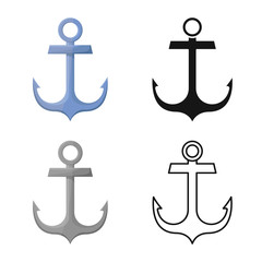 Vector design of anchor and naval sign. Collection of anchor and maritime stock vector illustration.