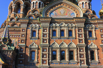 Obraz premium Architecture details of Church of Our Savior on Spilled Blood in St. Petersburg, Russia 