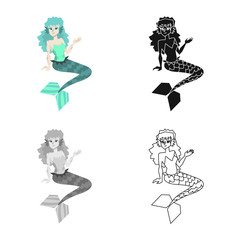 Isolated object of mermaid and girl logo. Set of mermaid and fantasy stock symbol for web.