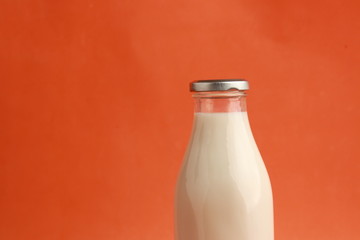 glass bottle with delicious milk..