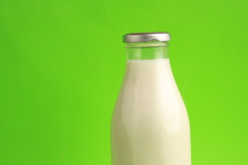 glass bottle with delicious milk..