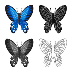 Vector illustration of butterfly and blue logo. Collection of butterfly and ecology stock symbol for web.