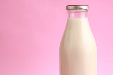 glass bottle with delicious milk..