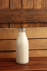 glass bottle with delicious milk..