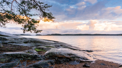 Morning landscape view to the sea from Ruissalo National Park, Turku Finland. Shot September 2019.