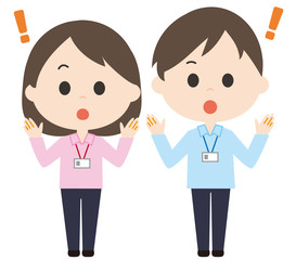 スタッフ　男性　女性　驚く