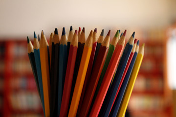 Fototapeta premium Dry crayons in all colors. Colored crayons. Colorful pencils used in painting.
