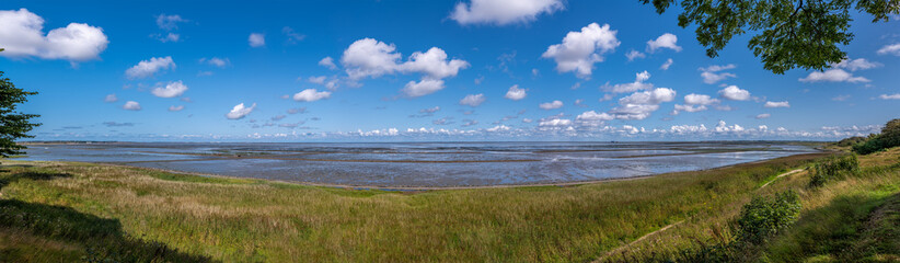 Island of Sylt, Germany. Coastline in Keitum. Panoramic view in the summer with Wadden Sea.