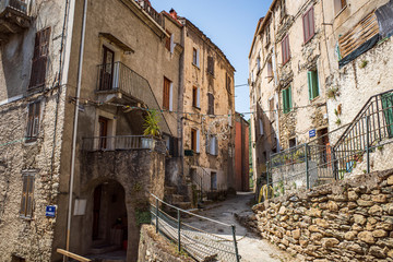 narrow street in corte corsica france
