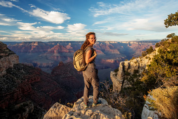 A hiker in the Grand Canyon National Park, South Rim, Arizona, USA.