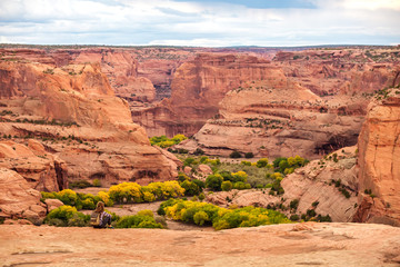 A hiker in the Canyon de Chelly National Monument
