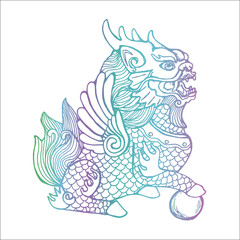 Gradient color llustration of cosmic cilin. Picture of a mythological creature