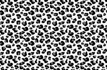 Gray, Black and White Leopard Fashion Seamless Pattern  