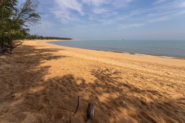 Haikou beach and sea, sky, clouds, palm trees Hainan, China