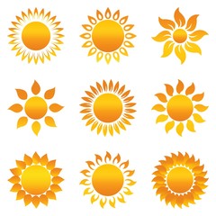 Sonne oder Sonnenschein Symbol als Vektor auf einem weißen isolierten Hintergrund
