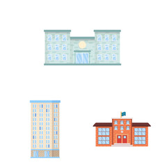 Vector design of facade and building symbol. Collection of facade and exterior stock symbol for web.