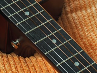 guitar on a red background