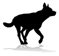 A detailed animal silhouette of a pet dog