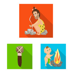 Vector illustration of evolution and prehistory icon. Set of evolution and development stock vector illustration.